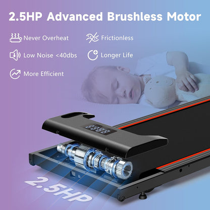 Walking Pad Treadmill Under Desk Home Portable Treadmill with Remote Control2.5HP Brushless Motorized Walking Treadmill 2 in 1 Treadmill for Home Office