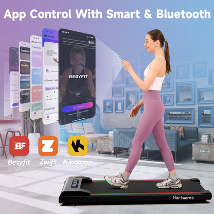 Walking Pad Treadmill Under Desk Home Portable Treadmill with Remote Control2.5HP Brushless Motorized Walking Treadmill 2 in 1 Treadmill for Home Office